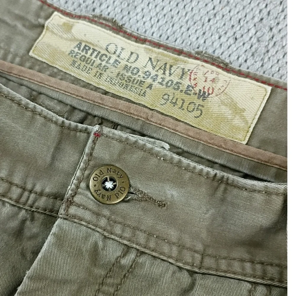 Old Navy Vintage Cargo Shorts Mens 34 Olive Green‎ Military Utility Thick 94105